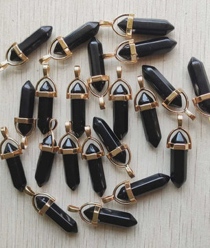 Natuurlijke Groene Aventurijn Kristal Pilaren Hangers - 24 Stuks Set voor Sieraden Maken