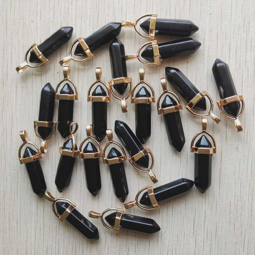 Natuurlijke Groene Aventurijn Kristal Pilaren Hangers - 24 Stuks Set voor Sieraden Maken