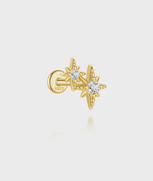 925 Sterling Zilveren Kolibrie Oorbellen Dames - 18K Goudkleurig Platte Achterkant Studs