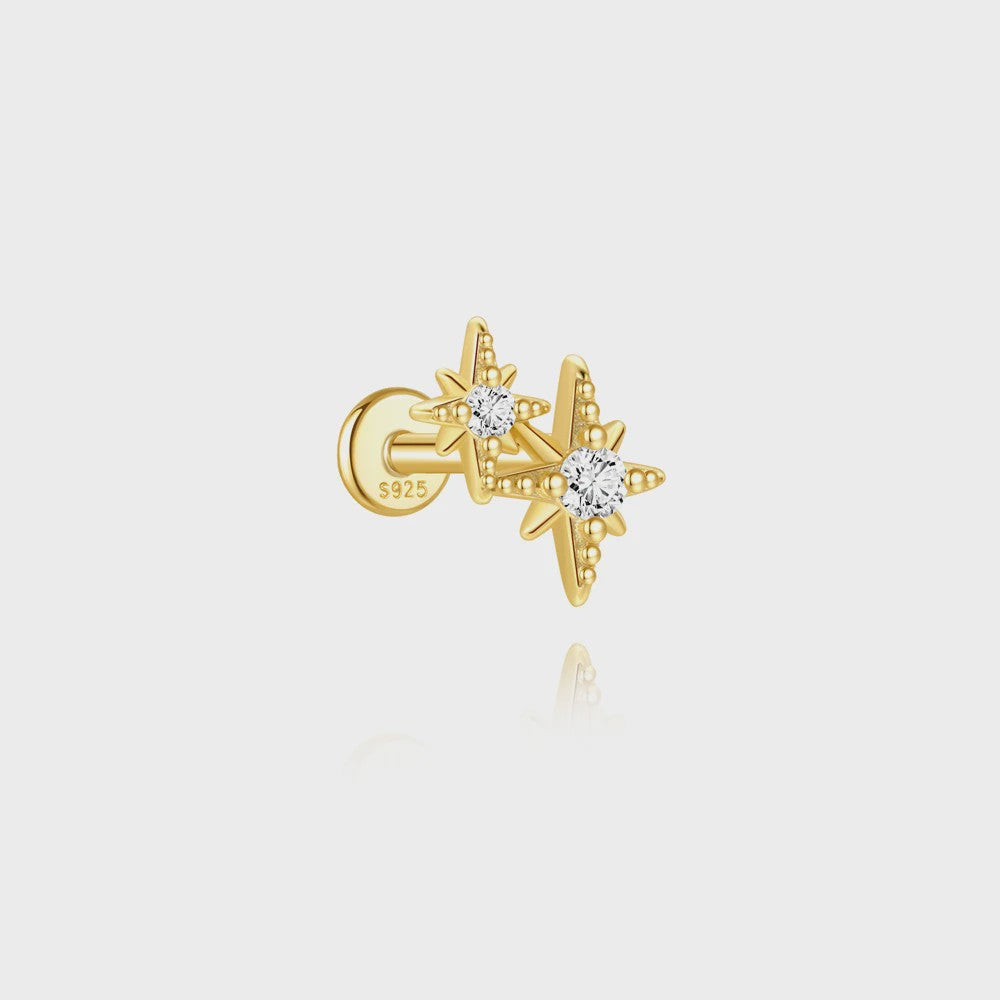 925 Sterling Zilveren Kolibrie Oorbellen Dames - 18K Goudkleurig Platte Achterkant Studs
