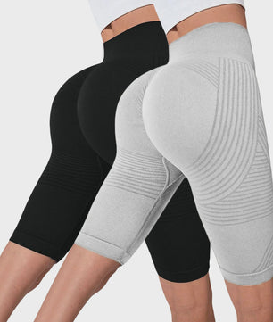2-Pack Seamless High-Waisted Yoga Shorts met Push-Up Effect - Perfect voor Fitness & Training