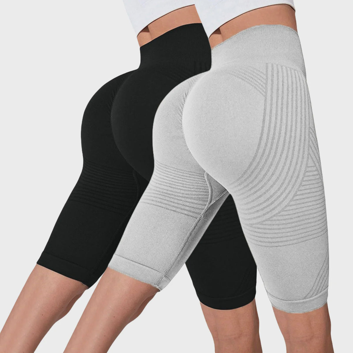 2-Pack Seamless High-Waisted Yoga Shorts met Push-Up Effect - Perfect voor Fitness & Training