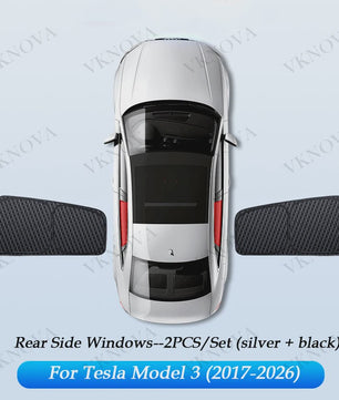 Set Zonneschermen voor Tesla Model 3/Y (2017-2025) - Privacy & UV Bescherming