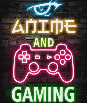 Gaming Neon Canvas Poster: Eat Sleep Game Repeat - Decoratie voor Gamer Kamer