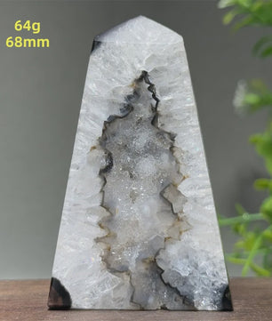 Zwarte Agaat Kristal Geode Obelisk - Natuurlijke Decoratie & Meditatie Steen