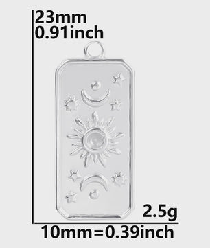 Set van 5 Zilverkleurige Stainless Steel Bedels: Ster, Maan, Zon, Vlinder, Roos & Ojo Turco