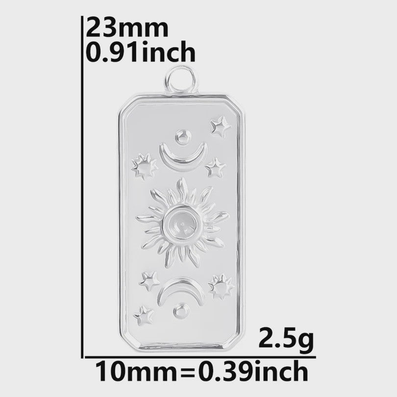 Set van 5 Zilverkleurige Stainless Steel Bedels: Ster, Maan, Zon, Vlinder, Roos & Ojo Turco