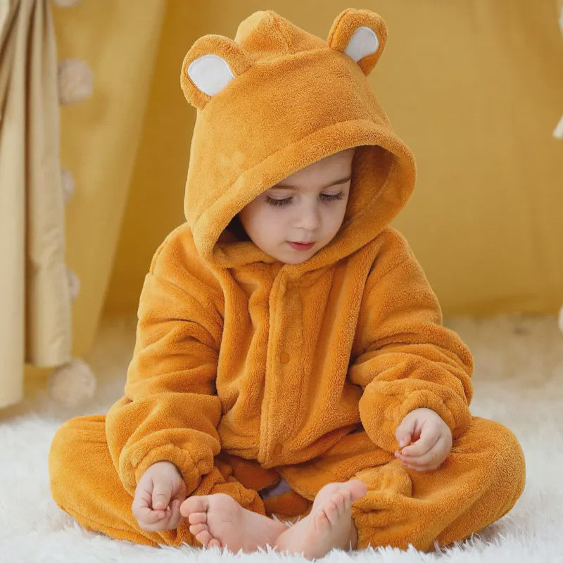 Baby Romper Dierenkostuum Kigurumi - Zacht Flanellen Jumpsuit voor Jongens & Meisjes