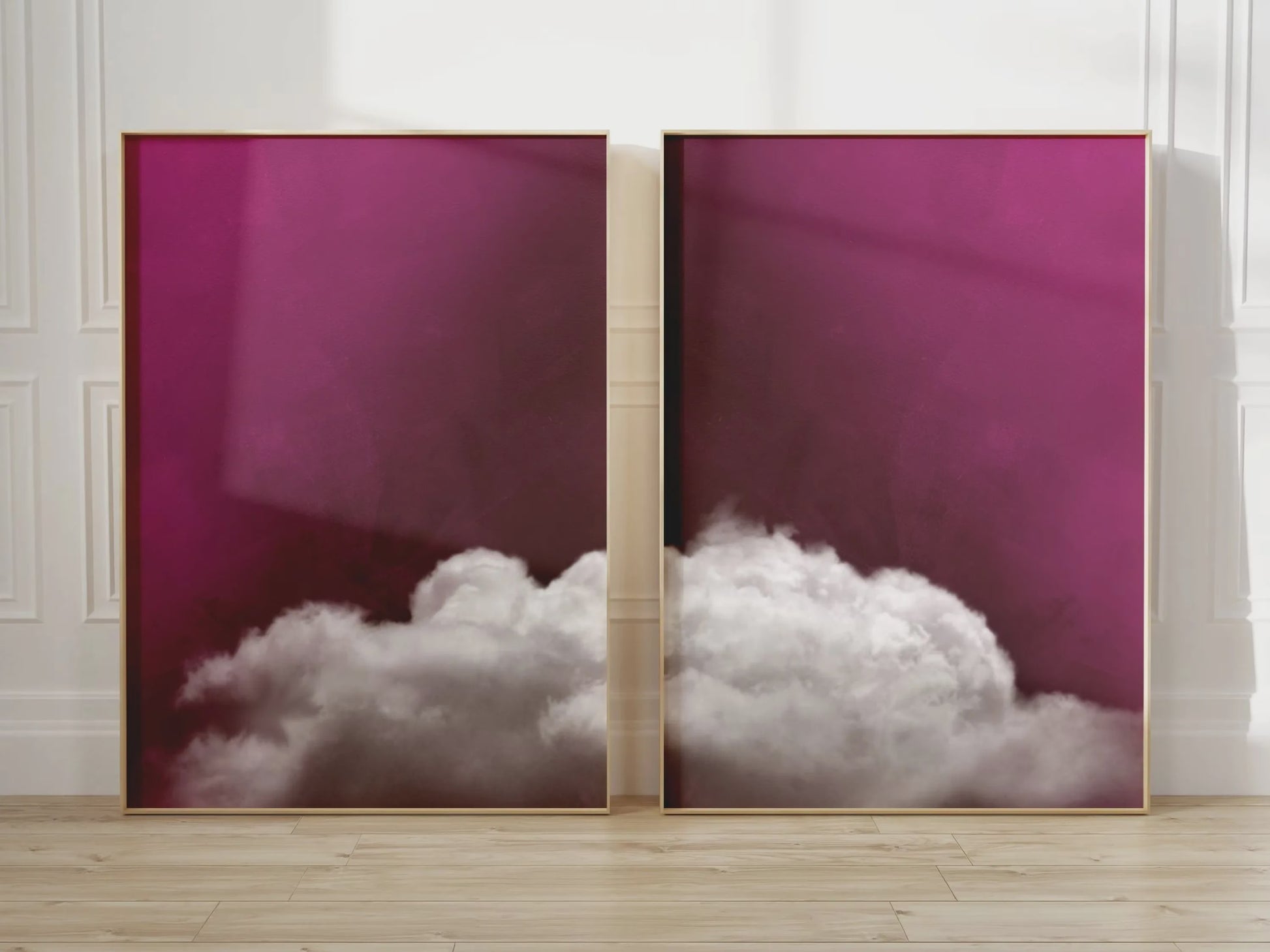 Abstracte Blauwe Wolken Poster - Minimalistische Canvas Muurkunst voor Moderne Woonkamer