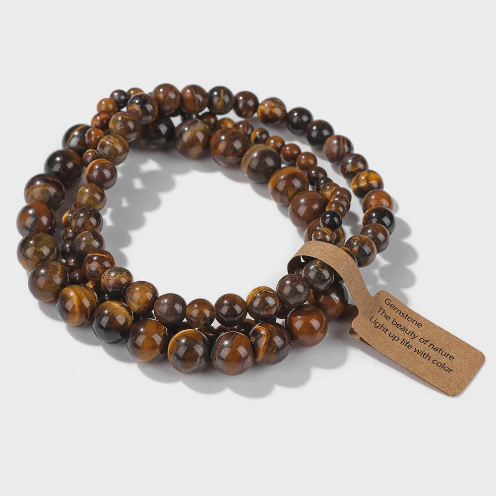 Set van 3 Natuurstenen Kralen Armbanden - Dames & Heren - 4, 6, 8 MM
