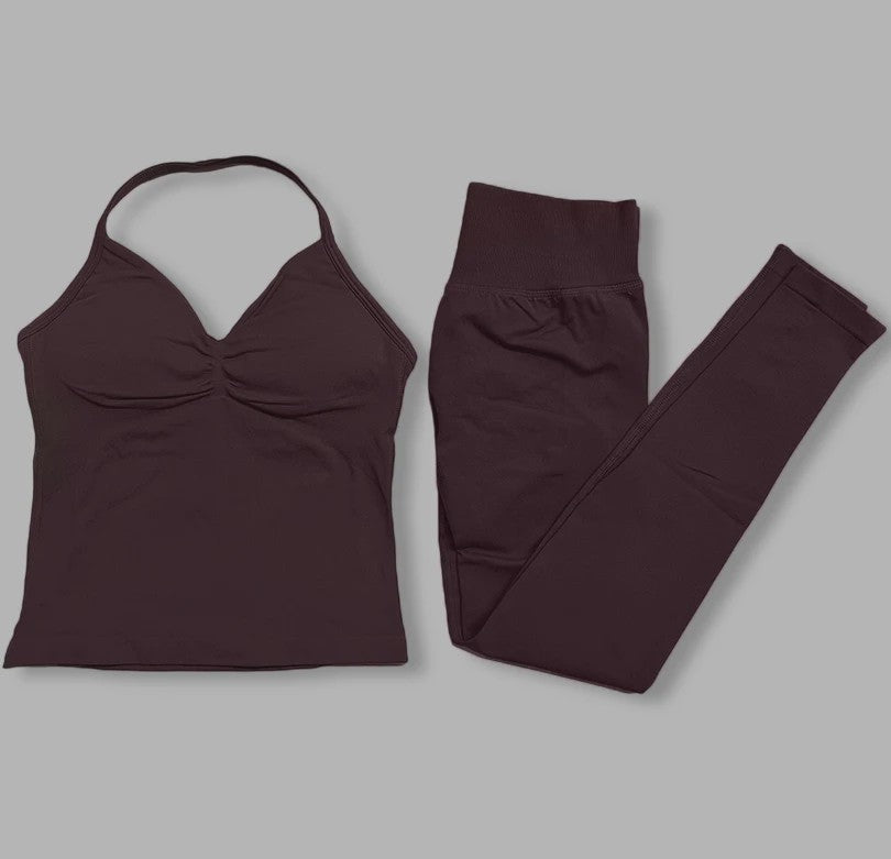 Dames Sportset: Backless Tanktop & Scrunch Seamless Legging
