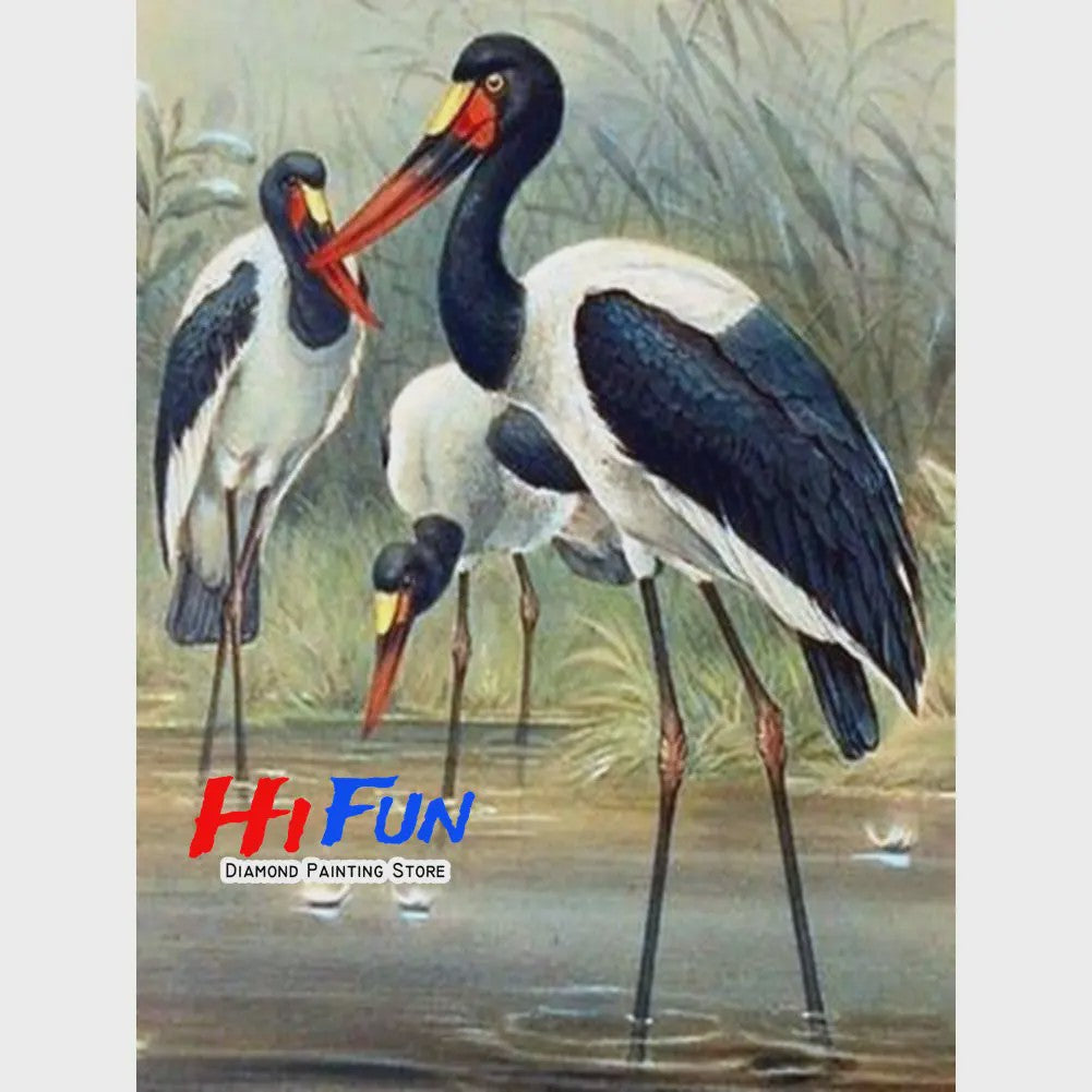 Diamond Painting Ooievaar Kustvogel - Volledige Ronde Diamanten Borduurkit voor Muurkunst