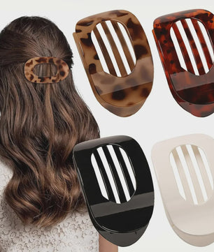 Moderne Ovalen Haarklem met Luipaardprint - Stijlvolle Acryl Haarclip voor Dames