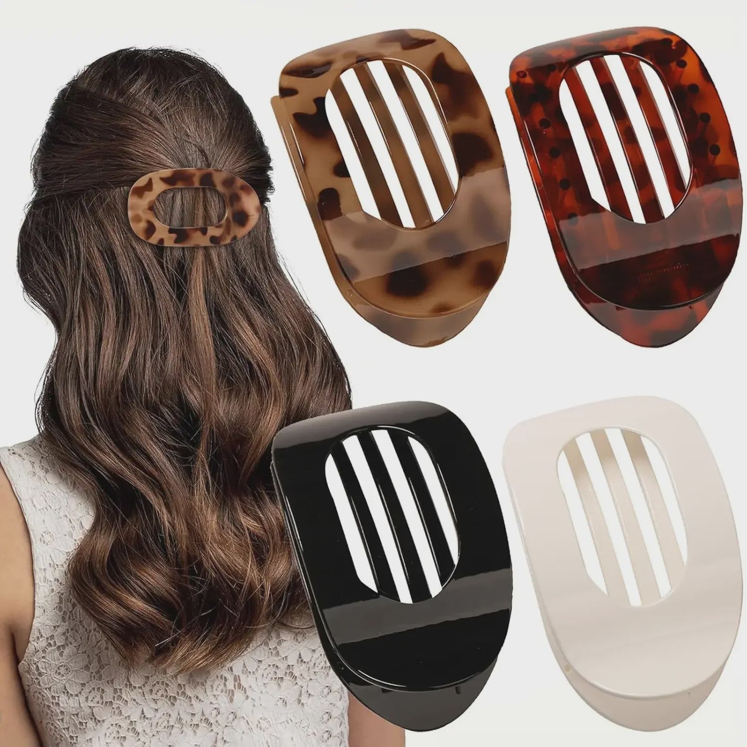 Moderne Ovalen Haarklem met Luipaardprint - Stijlvolle Acryl Haarclip voor Dames
