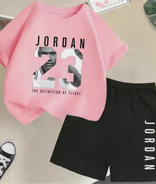 Kinder T-shirt en Short Set - Zomer Sportieve Mode met Grafische Print