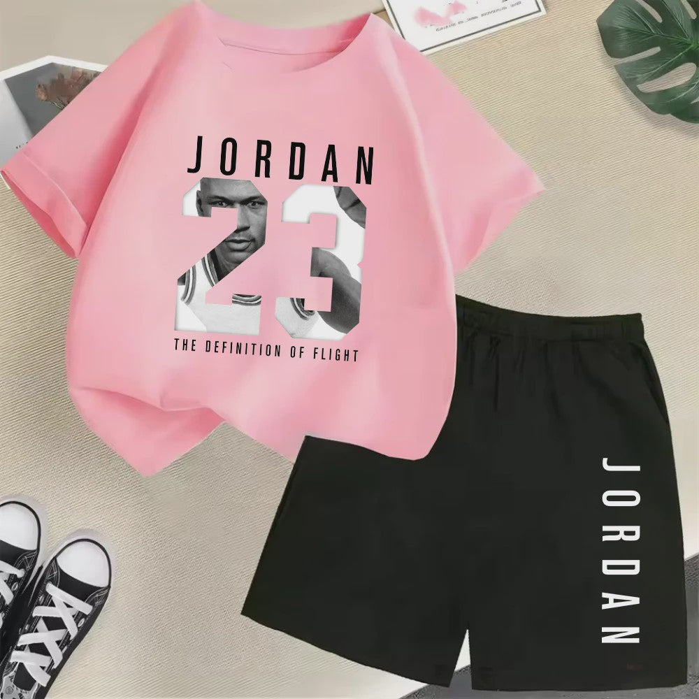 Kinder T-shirt en Short Set - Zomer Sportieve Mode met Grafische Print