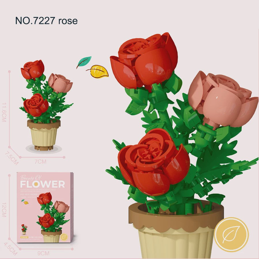 Bouwstenen Bloemen in Pot - Creatieve Mini Bloemenboeketten Bouwpakketten