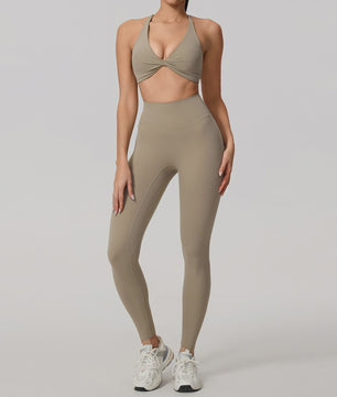 Dames Yoga Set 2-Delig: Sneldrogend Sportpak met Lange Mouwen Top en Hoge Taille Shorts