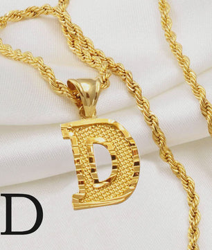 Gouden Initiaal Ketting met Touwketting - Kies Uw Letter (A-Z)
