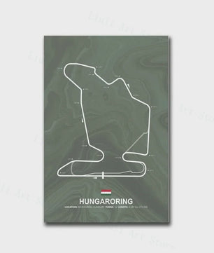 Formule 1 Circuit Poster Canvas - F1 Race Track Kunst Print voor Woonkamer Decoratie