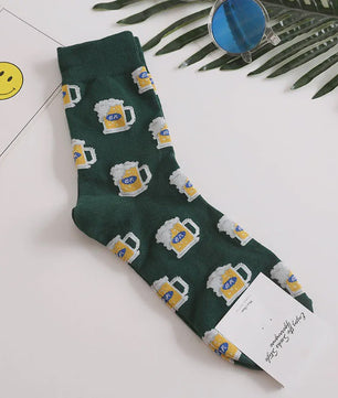 Grappige Heren Sokken met Food Prints: Avocado, Friet, Burger, Bier & Meer | Harajuku Stijl
