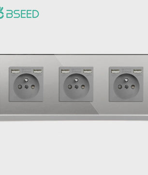 BSEED Wandcontactdoos met Dubbele USB & Type-C Poorten - Stijlvol Glazen Frame