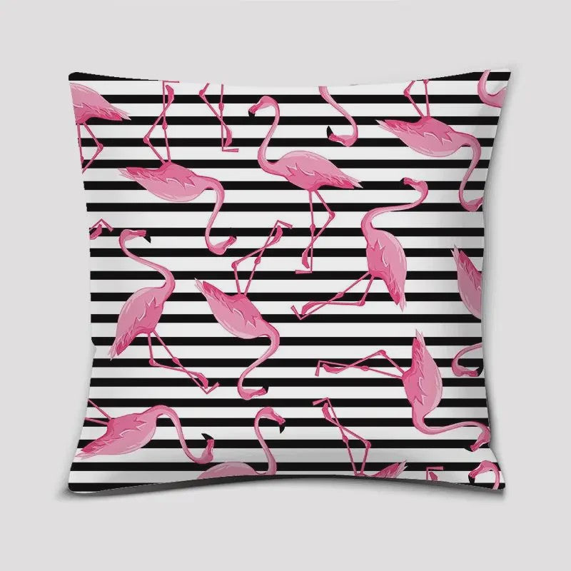 Vrolijke Flamingo Kussenhoes Vierkant - Decoratie voor Bank & Auto