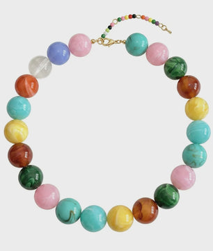 Bohemian Resin Kralen Ketting - Statement Choker met Dubbele Kleuren