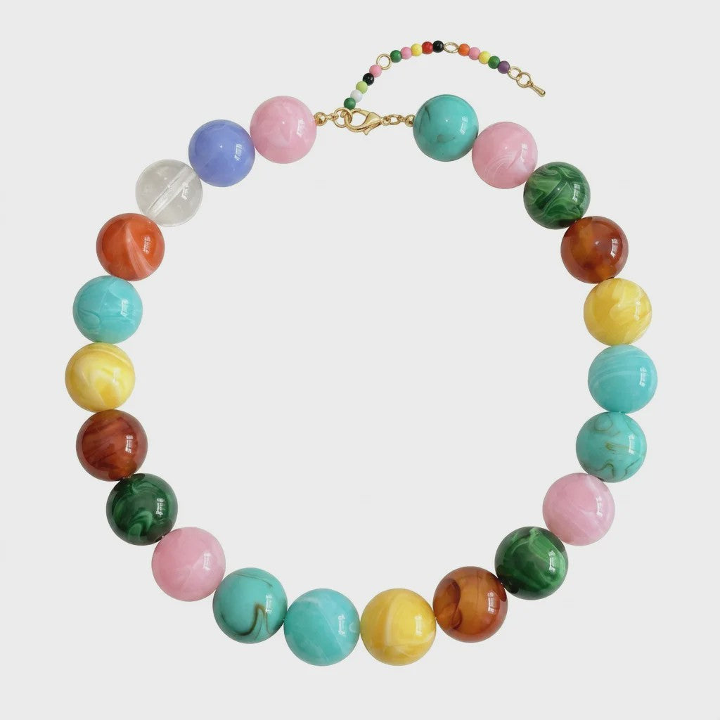 Bohemian Resin Kralen Ketting - Statement Choker met Dubbele Kleuren