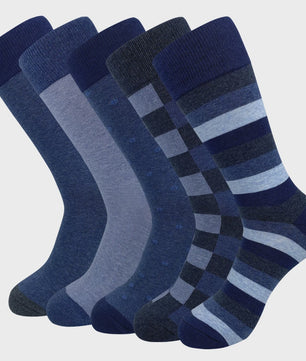5 Paar Heren Sokken Plus Size - Comfortabel Katoen, Ademend & Stijlvol Argyle/Streep