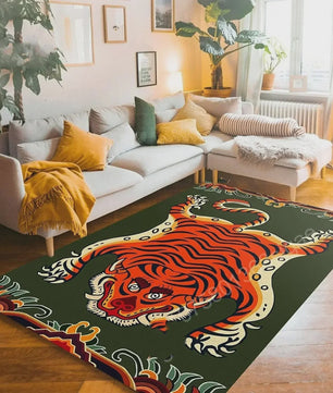 Bohemian Tibetaanse Tijger Vloerkleed - Antislip Decoratief Kleed voor Woonkamer & Slaapkamer