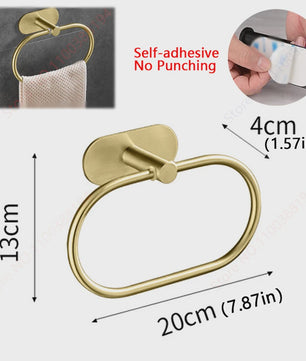 Set Badkamer Accessoires: Handdoekrek, Toiletrolhouder, Haak & Ring - Zwart