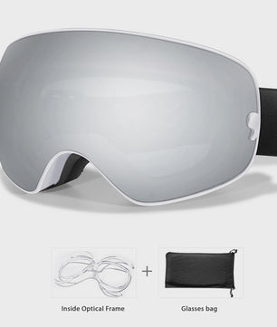 Ski Bril Heren Dames Tieners - UV400 Anti-Condens, Inclusief Optisch Frame & Tas