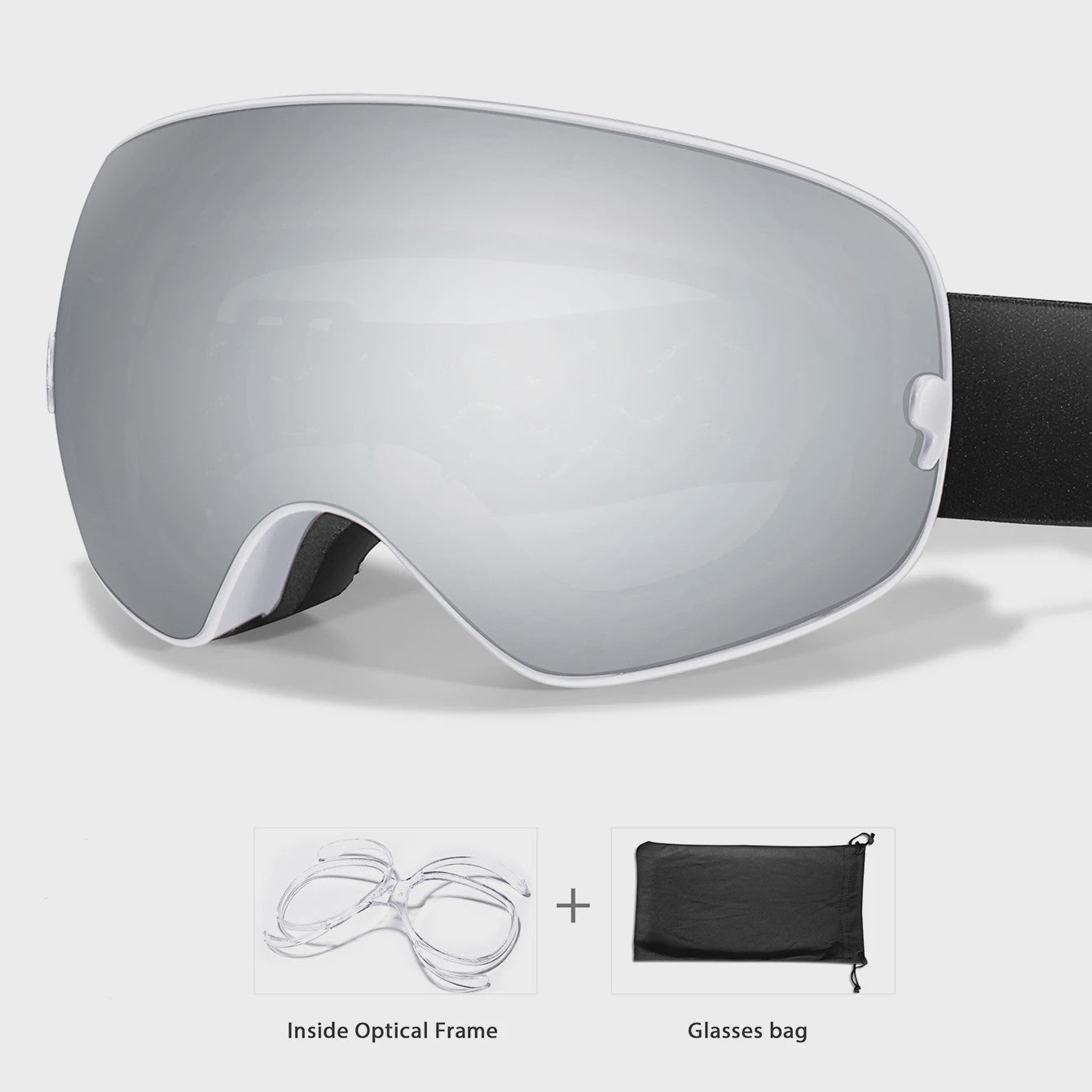 Ski Bril Heren Dames Tieners - UV400 Anti-Condens, Inclusief Optisch Frame & Tas