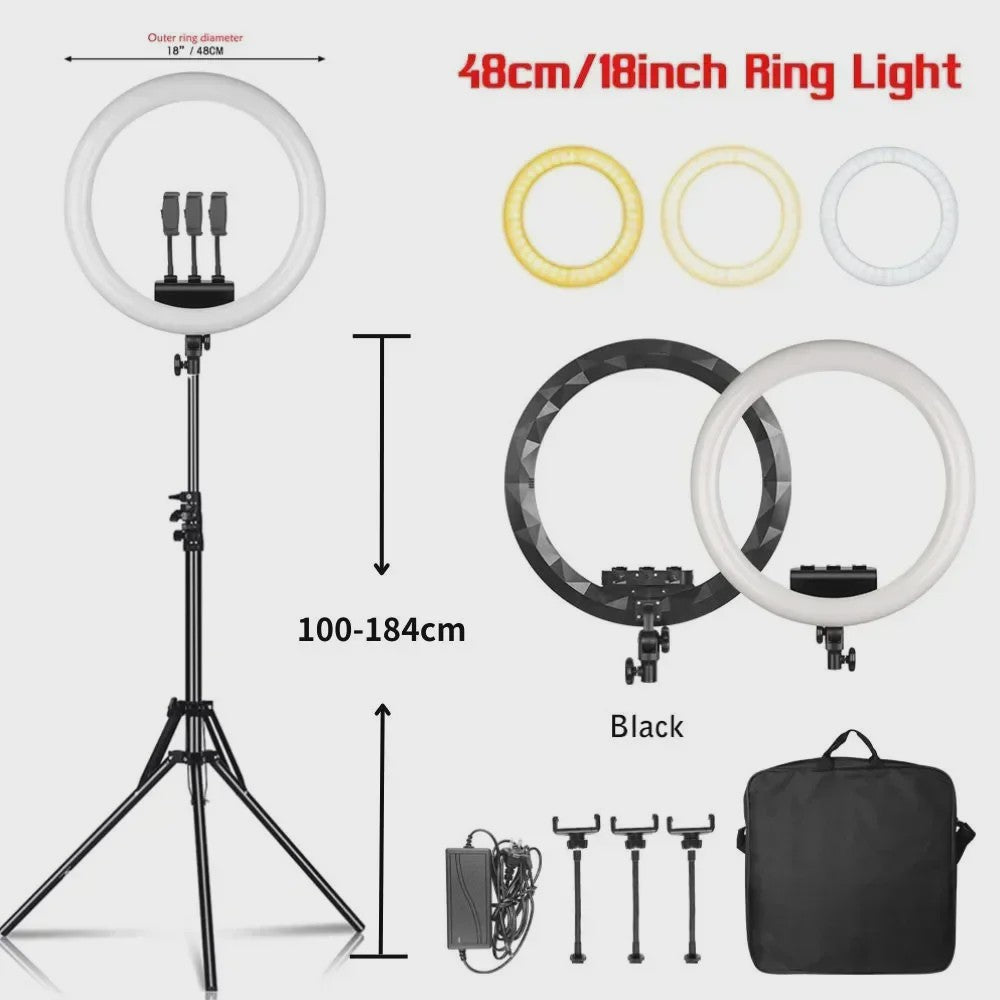 18 Inch Ring Light LED Lamp met Verstelbaar Statief & Telefoonhouder voor YouTube, Foto & Studio