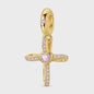 925 Sterling Zilveren Bedel: Gouden Strik met Roze Hart & Kruis met Oog van Horus