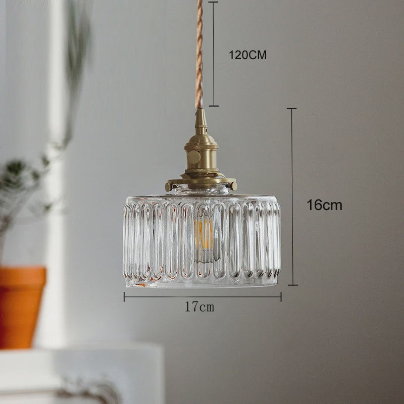 Vintage Groene Glazen Hanglamp - Nordic Stijl, Koperen Accent