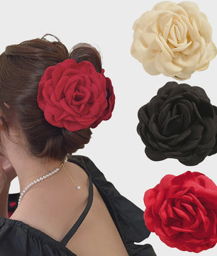 Bloem Haarclip Dames - Katoen Stof Rozen Klip - Medium Maat - Koreaanse Stijl Haarsieraad