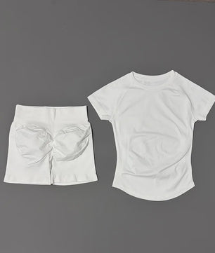 Seamless Sportset Dames: Yoga Top met Korte Mouw & Fitness Shorts