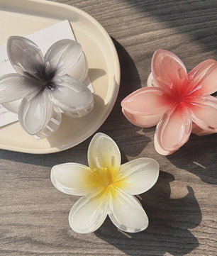 3x Grote Boho Bloemen Haarclips Acryl - Gradient Kleuren & Hawaii Stijl Haaraccessoires voor Dames