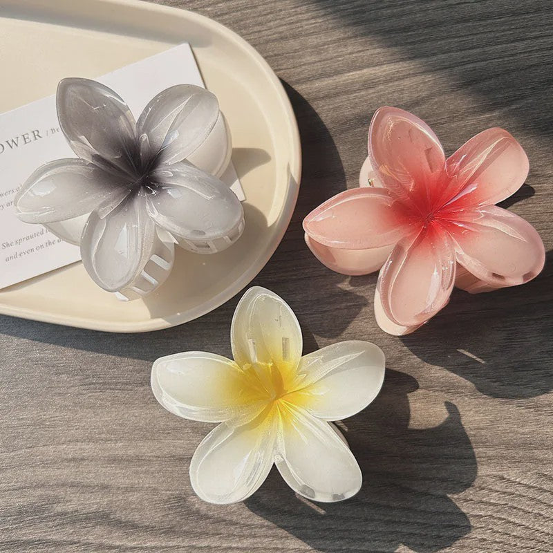 3x Grote Boho Bloemen Haarclips Acryl - Gradient Kleuren & Hawaii Stijl Haaraccessoires voor Dames