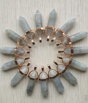 Natuurlijke Groene Aventurijn Kristal Pilaren Hangers - 24 Stuks Set voor Sieraden Maken