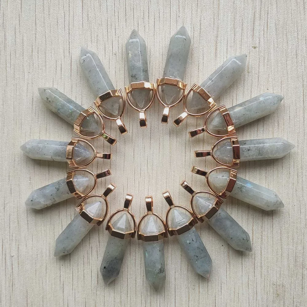 Natuurlijke Groene Aventurijn Kristal Pilaren Hangers - 24 Stuks Set voor Sieraden Maken