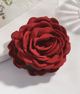 Bloem Haarclip Dames - Katoen Stof Rozen Klip - Medium Maat - Koreaanse Stijl Haarsieraad
