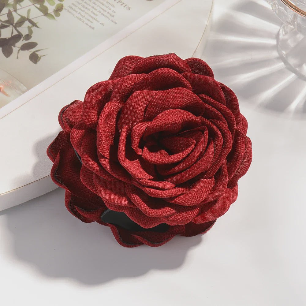 Bloem Haarclip Dames - Katoen Stof Rozen Klip - Medium Maat - Koreaanse Stijl Haarsieraad