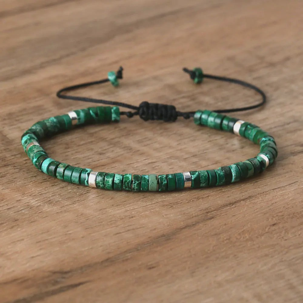Natuurlijke Blauwe Emperor Steen Kralen Armband - Verstelbaar & Uniek