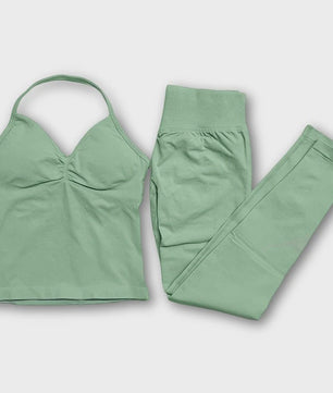 Dames Sportset: Backless Tanktop & Scrunch Seamless Legging