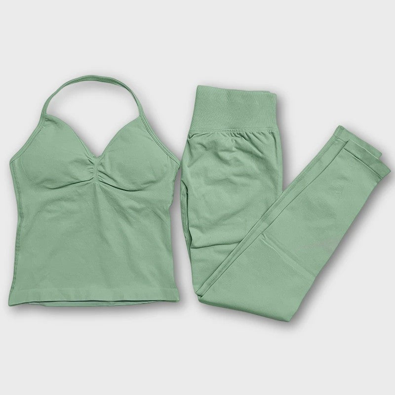 Dames Sportset: Backless Tanktop & Scrunch Seamless Legging
