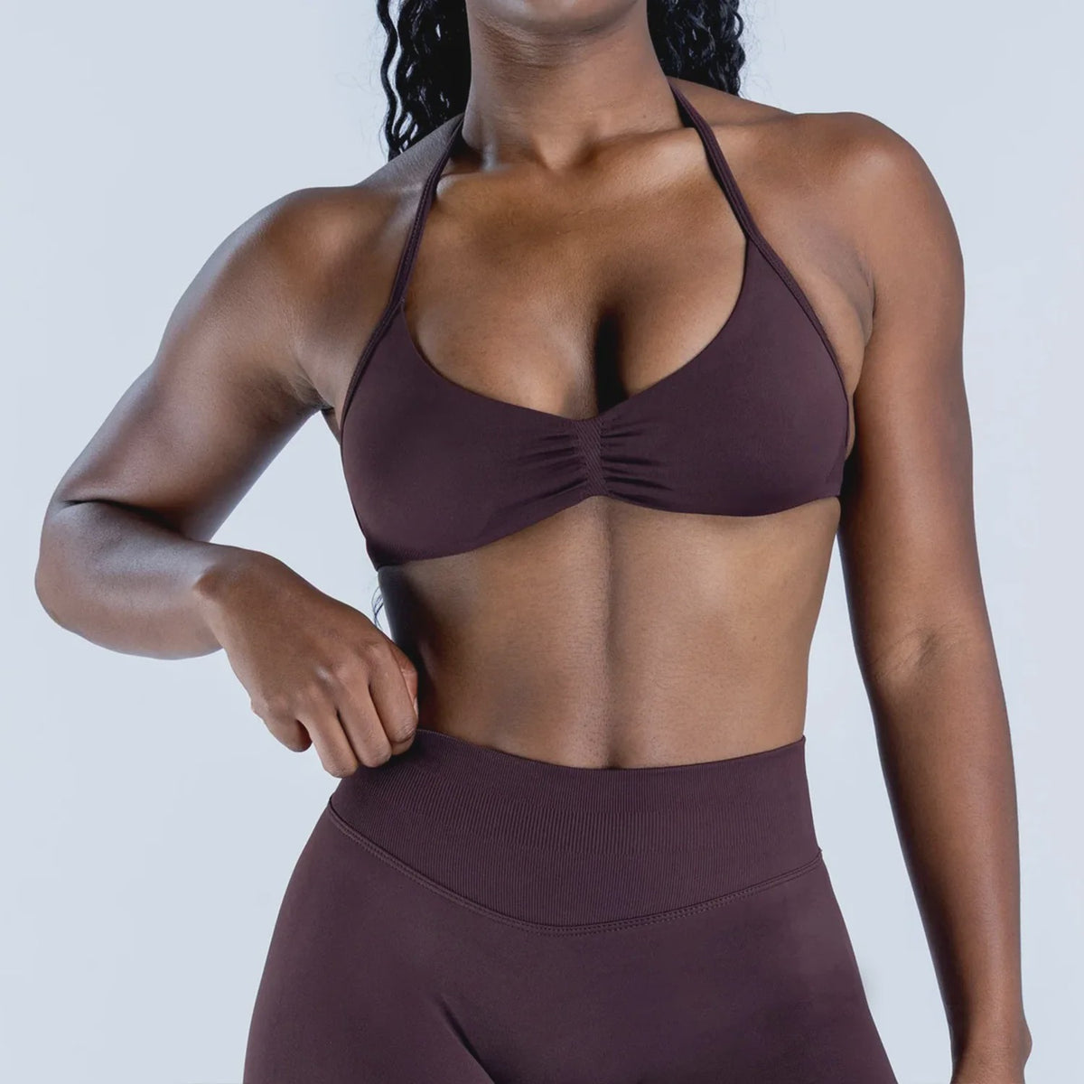 Naadloze Yogaset Dames: Sportbeha met Halternek & High Waist Shorts