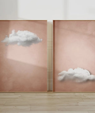 Abstracte Blauwe Wolken Poster - Minimalistische Canvas Muurkunst voor Moderne Woonkamer